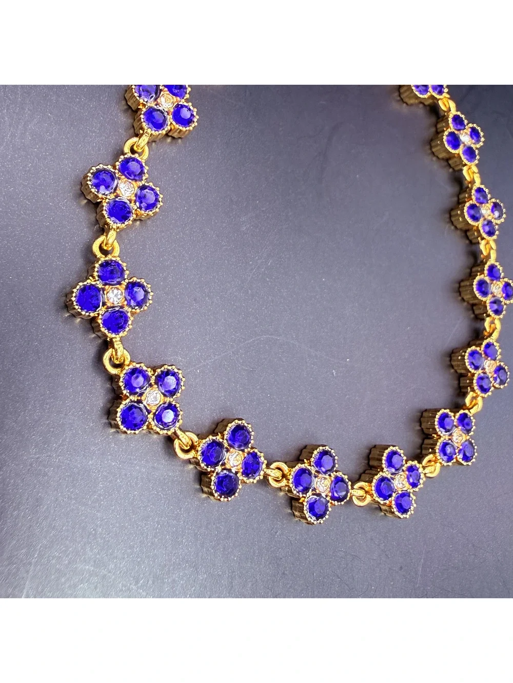 candy+clover royal blue clover gold tone bracelet